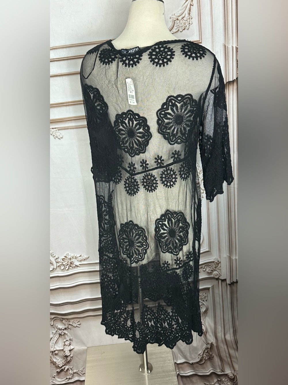 Sheer Black Lace Robe - Picture 6 of 8